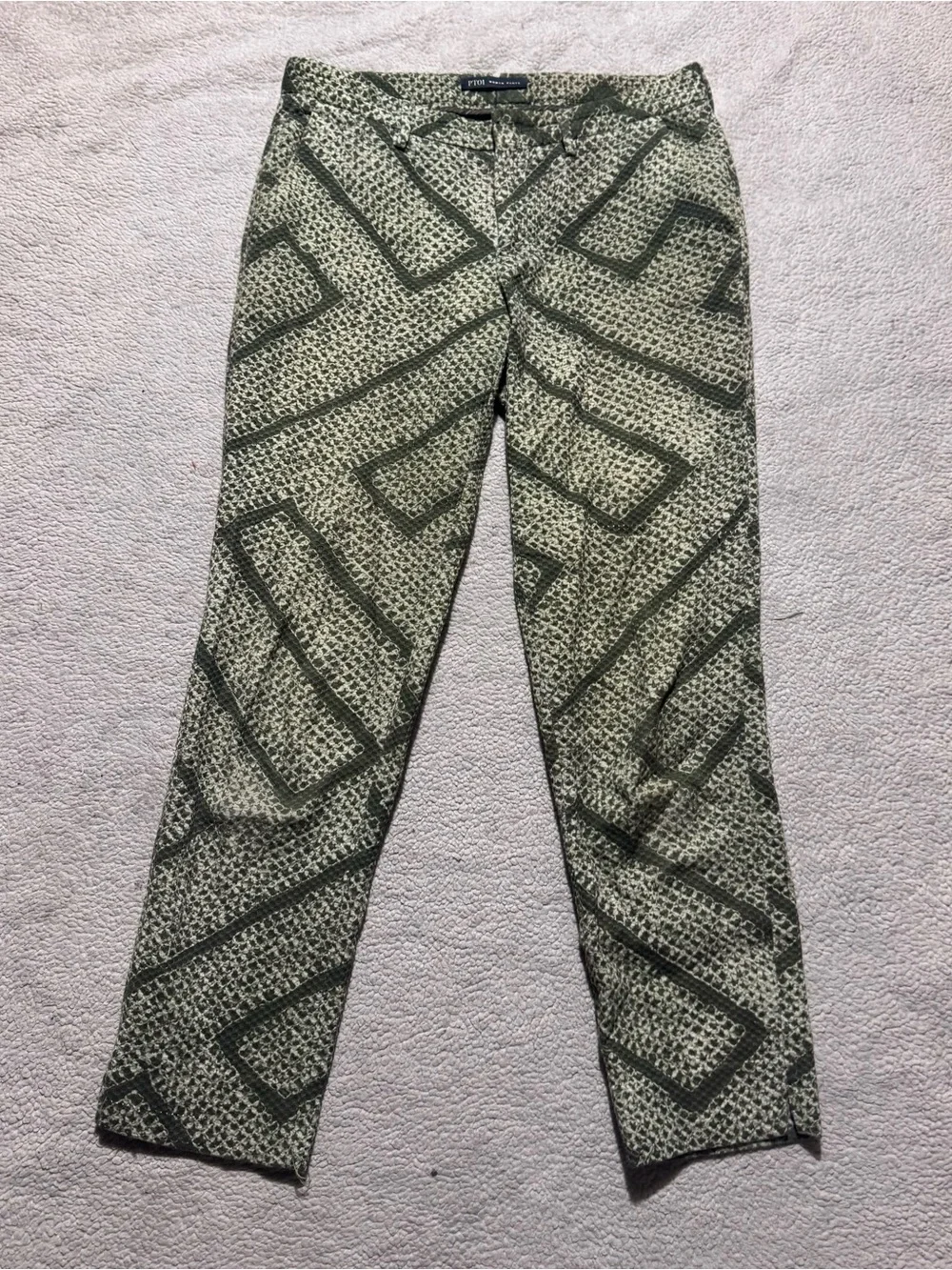 PT01 Pants Womens 40 (4 US) PT Torino PTW Green Patterned New York Italy 28x26.5